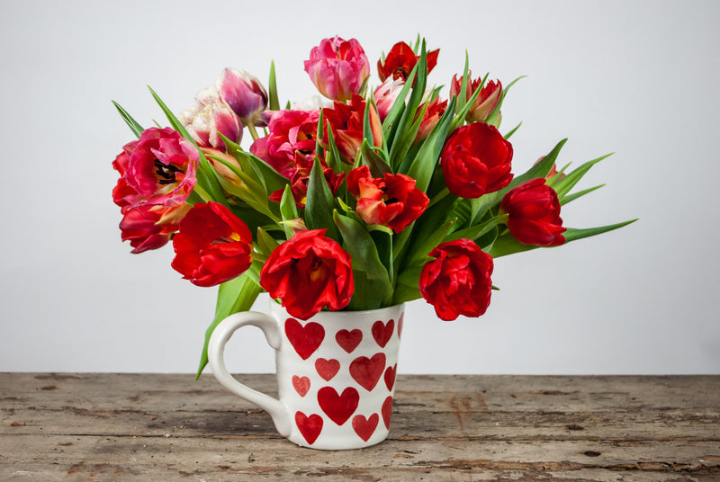 Valentine's Day Mug of Mixed Tulips